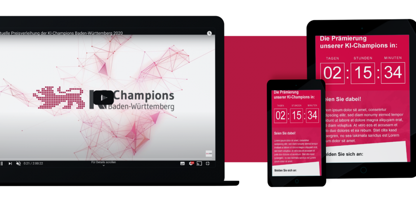 Virtuelles Event mit Event-Plattform und Landingpages für die KI-Champions